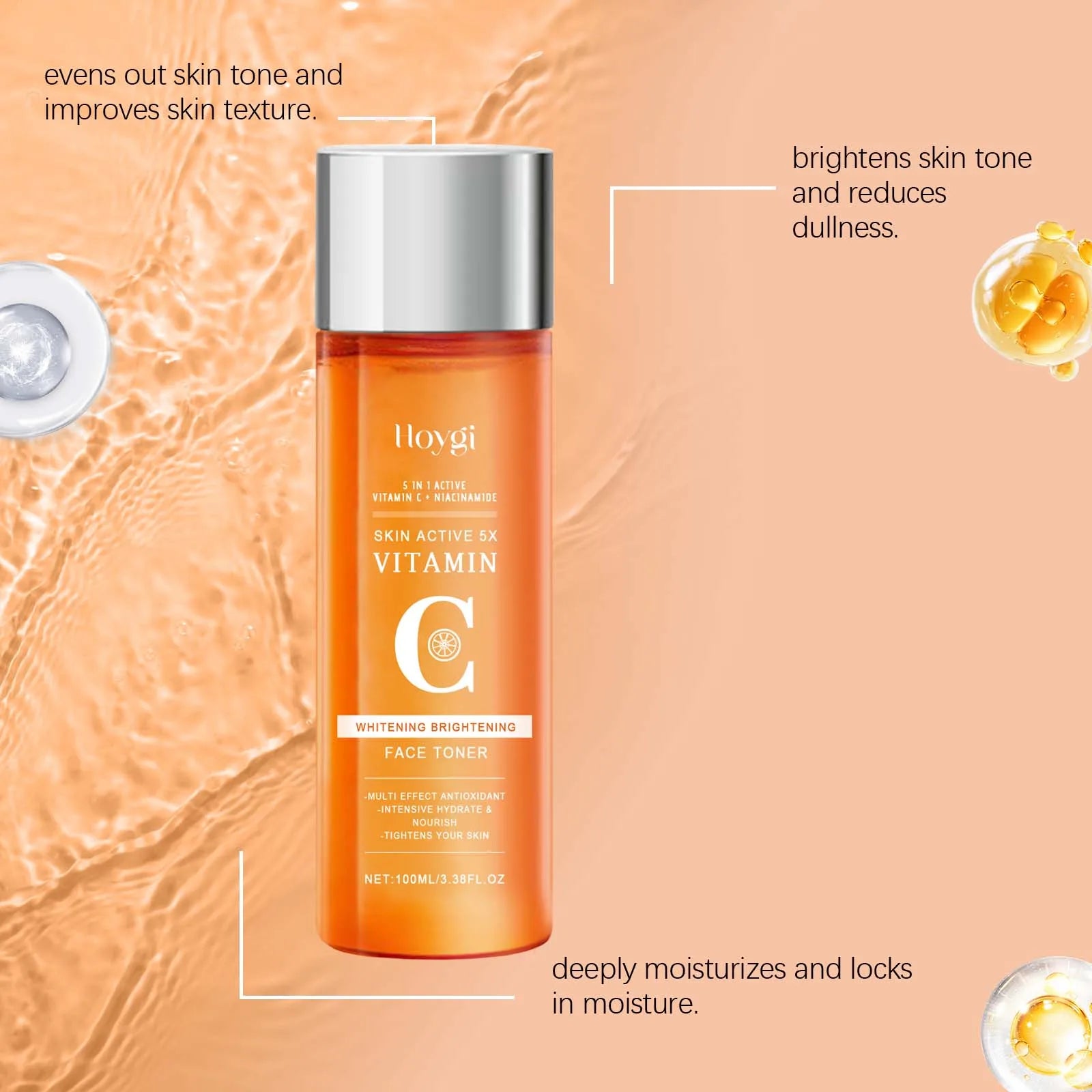 Hoygi Vitamin C & Niacinamide Brightening Toner – 100ml Hydrating Face Glow