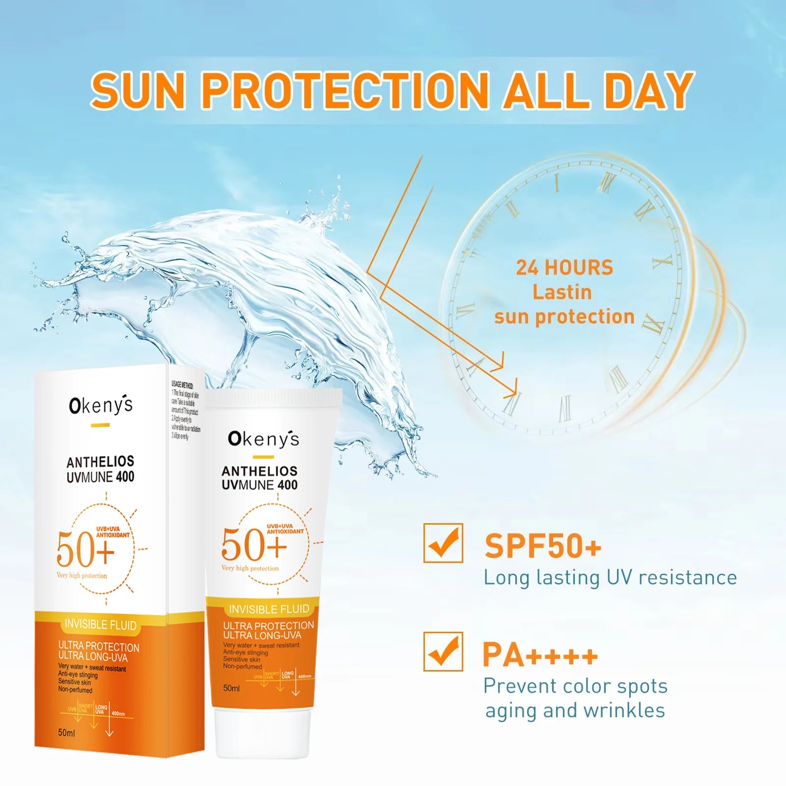 SPF 50+ Invisible Fluid Sunscreen – 50ml Anti-Shine Face  Protection