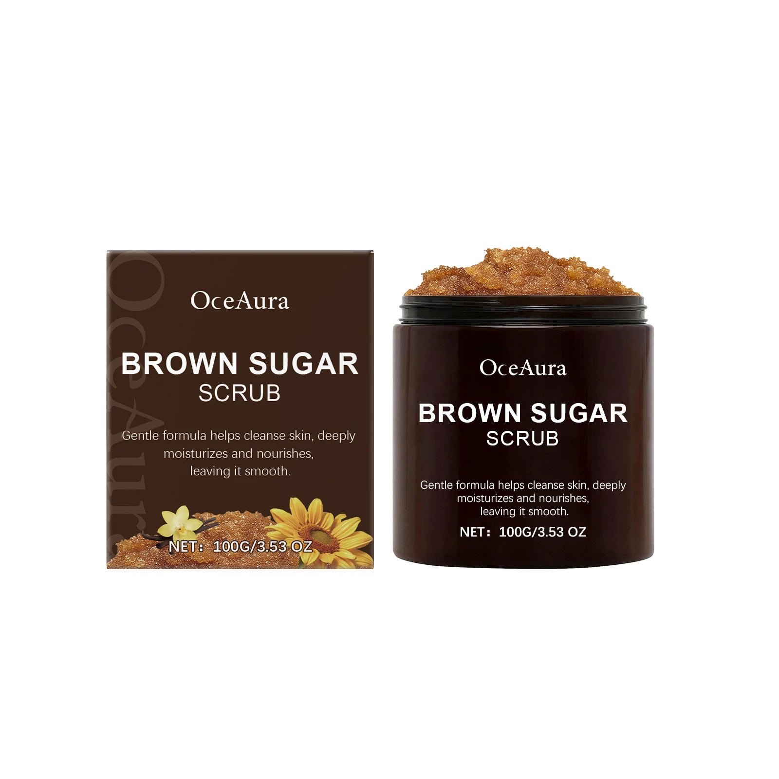 OceAura Brown Sugar Body Scrub – 100g Pore Shrinking & Smoothing